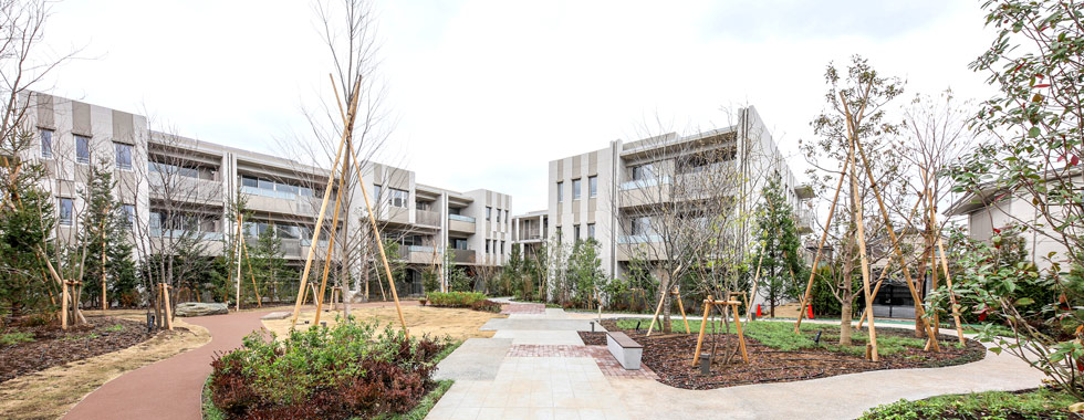 a courtyard at the center of Garden Court