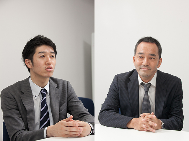 写真：Kosuke Tsuchiya and Masaaki Uemura, members of the Office Leasing Department, Ken Corporation